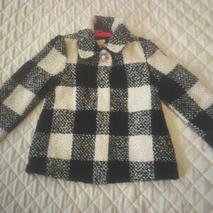 Stylish Black and White Kids Checkered Coat